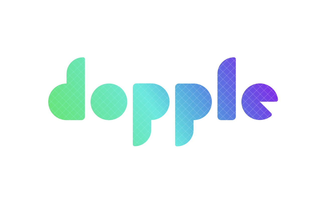 Dopple wordmark in a green-to-purple gradient.