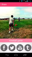 Sprinkles share screen with a kickball video preview and social sharing buttons.